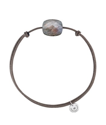 MORGANNE BELLO BRACELET FRIANDISE CORDON TAUPE COUSSIN LABRADORITE de France