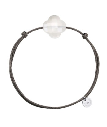 MORGANNE BELLO BRACELET FRIANDISE CORDON TAUPE TRÈFLE AGATE BLANCHE de technologie