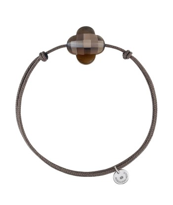 MORGANNE BELLO BRACELET FRIANDISE CORDON TAUPE TRÈFLE QUARTZ FUMÉ livraison et retour toujours gratuits