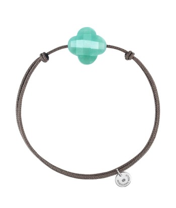 MORGANNE BELLO BRACELET FRIANDISE CORDON TAUPE TRÈFLE AMAZONITE acheter