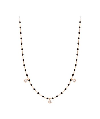 COLLIER MINI GIGI CLOZEAU OR ROSE NOIR 3 DIAMANTS livraison et retour toujours gratuits