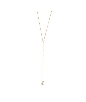 COLLIER CLAVERIN LASSO PERLE ROSE OR JAUNE Amélioration de cerveau avec