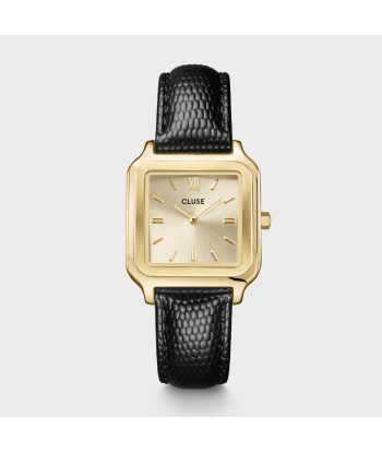 GRACIEUSE WATCH LEATHER BLACK LIZARD GOLD COLOUR Fin de série