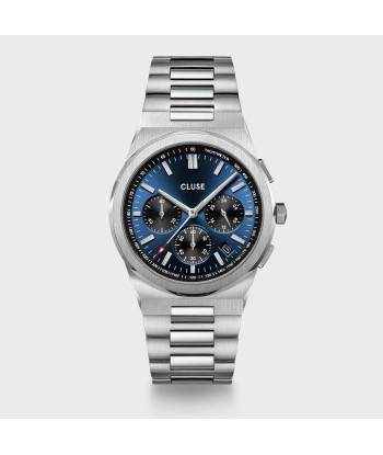 VIGOUREUX CHRONO STEEL DARK BLUE, SILVER COLOUR brillant des détails fins