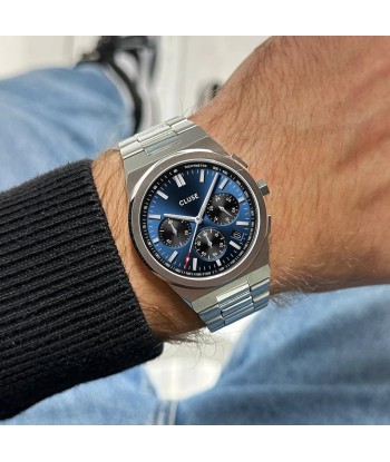 VIGOUREUX CHRONO STEEL DARK BLUE, SILVER COLOUR brillant des détails fins