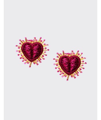 Boucles d'oreilles Olivia Dar Sparkle Heart Small Fuchsia vous aussi creer 